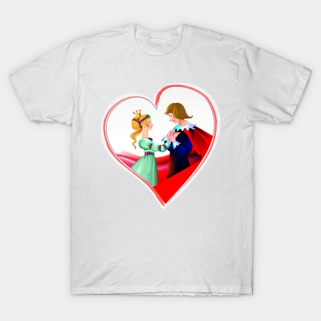 Prince and princess in heart T-Shirt by Artist Natalja Cernecka